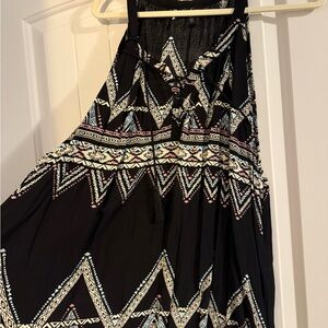 Black Geometric Print Women's Skirt
